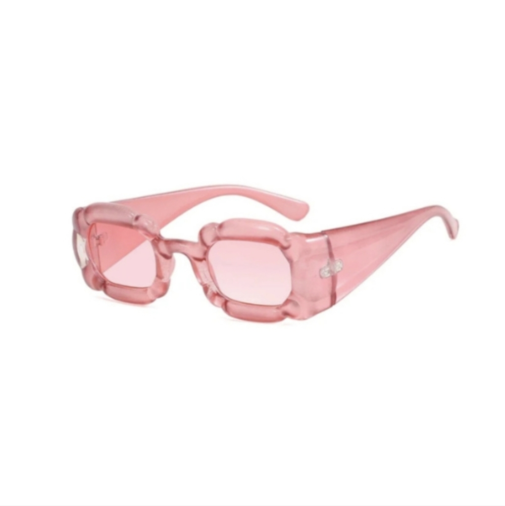 Pastel, light pink square shaped sunglasses with pink tint, NEW